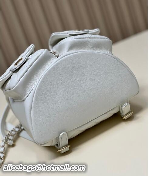 Luxury Classic Chanel Grained Calfskin Backpack Bag AS3860 White 2024