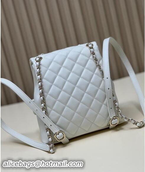 Luxury Classic Chanel Grained Calfskin Backpack Bag AS3860 White 2024