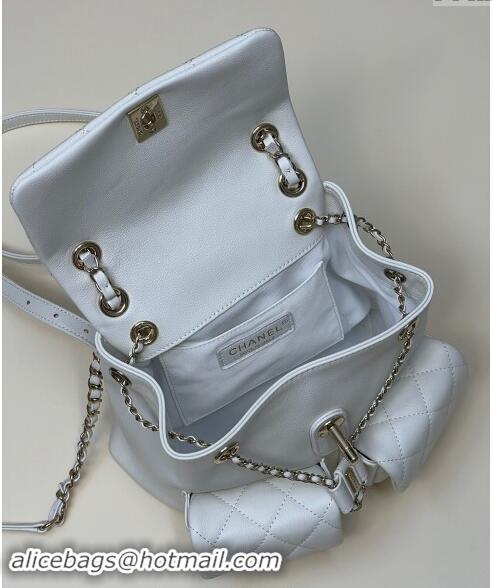 Luxury Classic Chanel Grained Calfskin Backpack Bag AS3860 White 2024