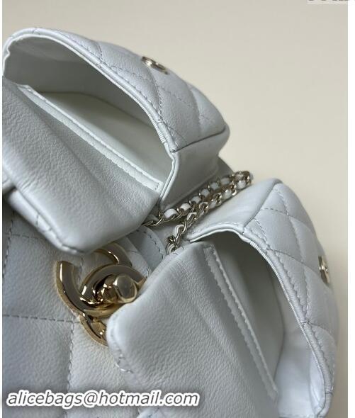 Luxury Classic Chanel Grained Calfskin Backpack Bag AS3860 White 2024