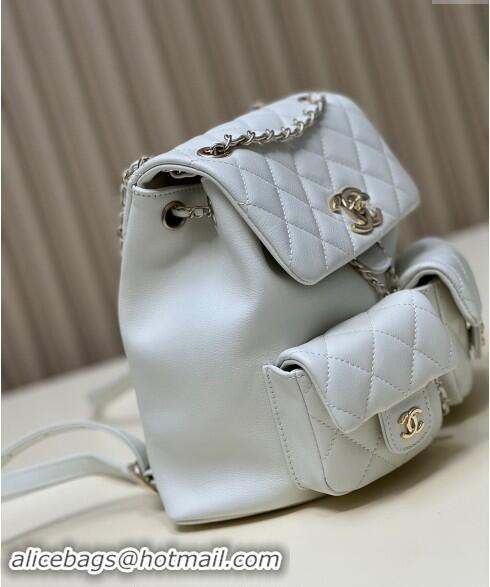 Luxury Classic Chanel Grained Calfskin Backpack Bag AS3860 White 2024