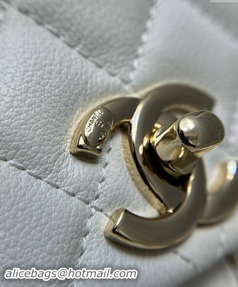 Luxury Classic Chanel Grained Calfskin Backpack Bag AS3860 White 2024