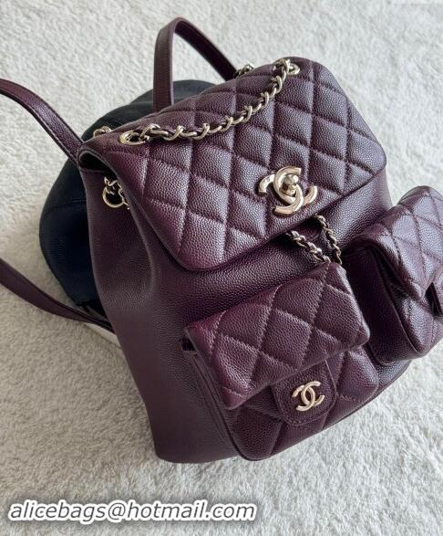 Market Sells Chanel Grained Calfskin Backpack Bag AS3860 Dark Burgundy 2024