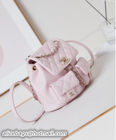 New Fashion Chanel Grained Calfskin Backpack Bag AS3860 Light Pink 2024