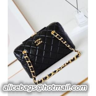 Buy Discount Chanel Shiny Lambskin Small Bowling Bag AS5125 Black 2024