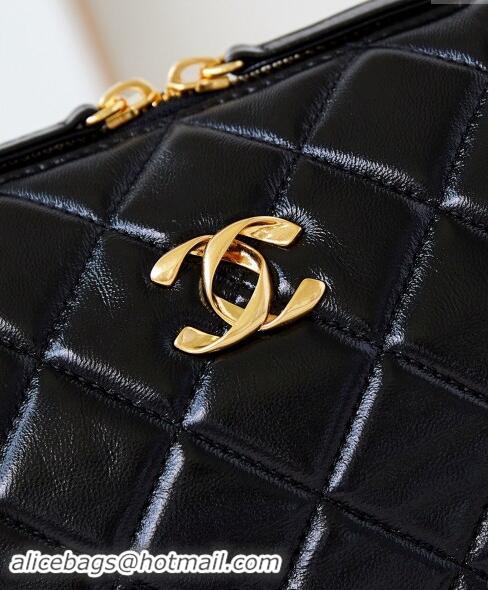 Buy Discount Chanel Shiny Lambskin Small Bowling Bag AS5125 Black 2024