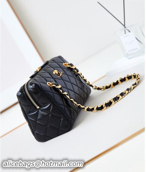 Buy Discount Chanel Shiny Lambskin Small Bowling Bag AS5125 Black 2024