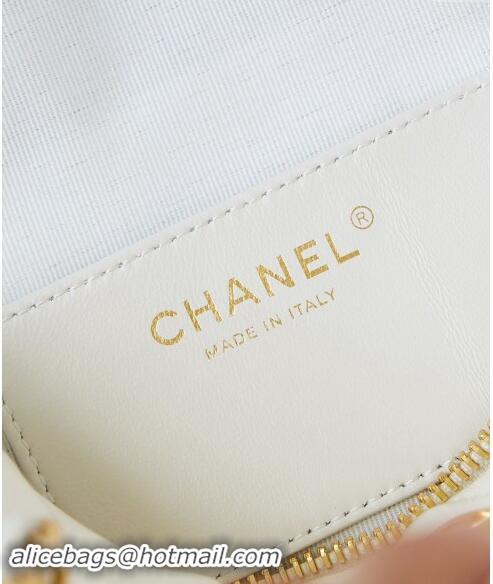 New Fashion Chanel Shiny Lambskin Small Bowling Bag AS5125 White 2024