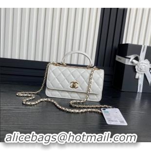 Luxury Classic Chanel Trendy CC Lambskin Clutch with Chain and Band AP4184 White 2024