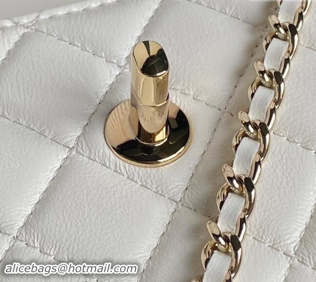 Luxury Classic Chanel Trendy CC Lambskin Clutch with Chain and Band AP4184 White 2024