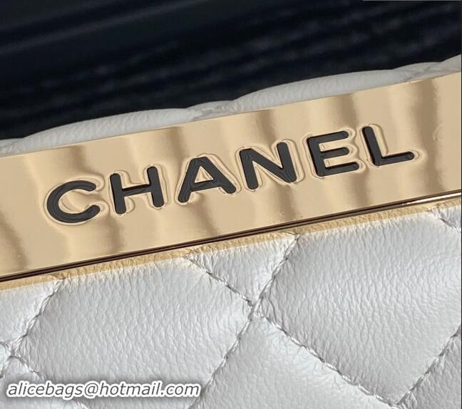 Luxury Classic Chanel Trendy CC Lambskin Clutch with Chain and Band AP4184 White 2024