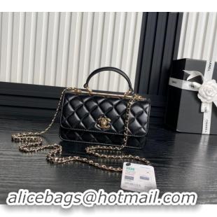 Buy Classic Chanel Trendy CC Lambskin Clutch with Chain and Band AP4184 Black 2024