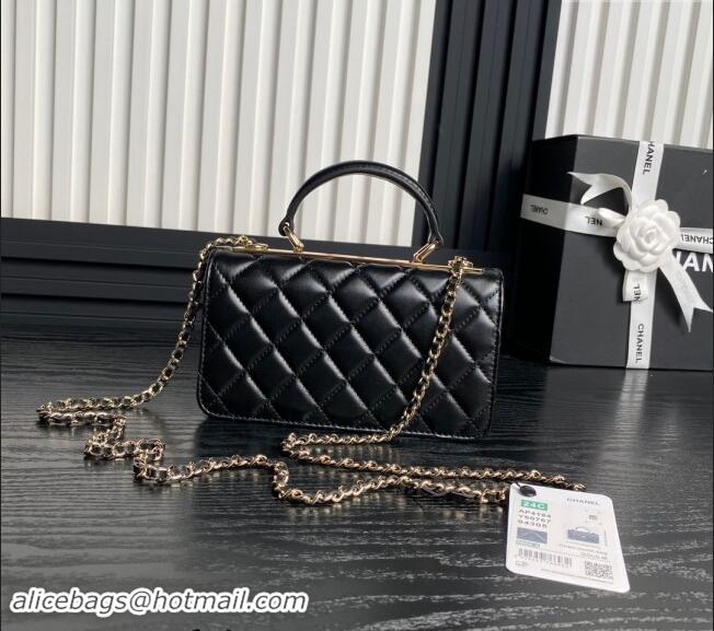 Buy Classic Chanel Trendy CC Lambskin Clutch with Chain and Band AP4184 Black 2024