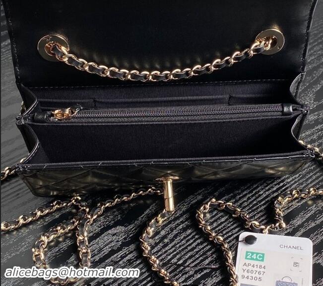 Buy Classic Chanel Trendy CC Lambskin Clutch with Chain and Band AP4184 Black 2024