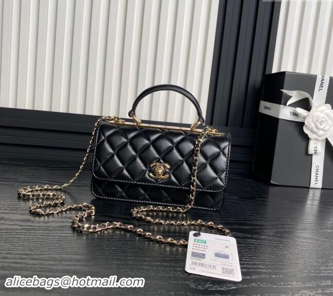 Buy Classic Chanel Trendy CC Lambskin Clutch with Chain and Band AP4184 Black 2024