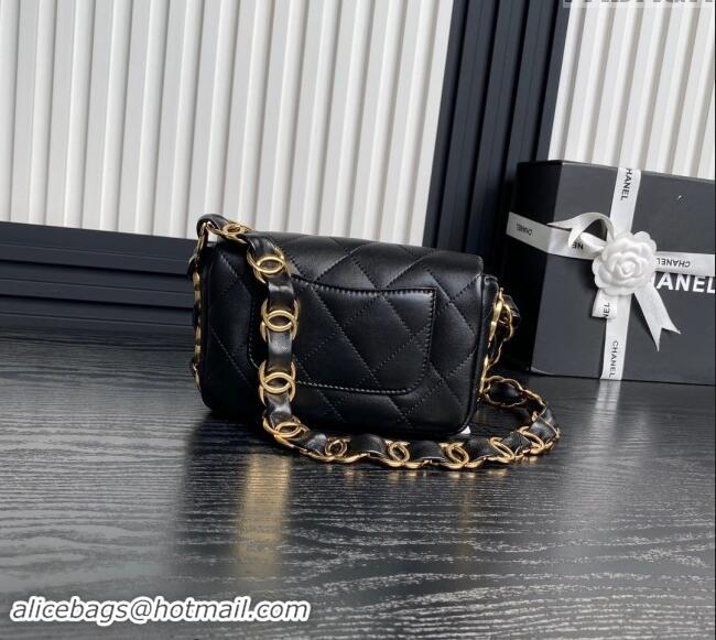 Top Quality Chanel Lambskin Small Flap Bag with CC Chain AS5174 Black 2024