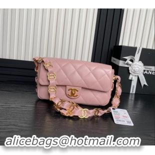 Buy Classic Chanel Lambskin Flap Bag with CC Chain AS5176 Pink 2024