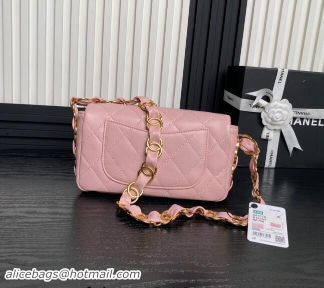 Buy Classic Chanel Lambskin Flap Bag with CC Chain AS5176 Pink 2024