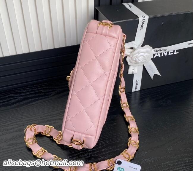 Buy Classic Chanel Lambskin Flap Bag with CC Chain AS5176 Pink 2024