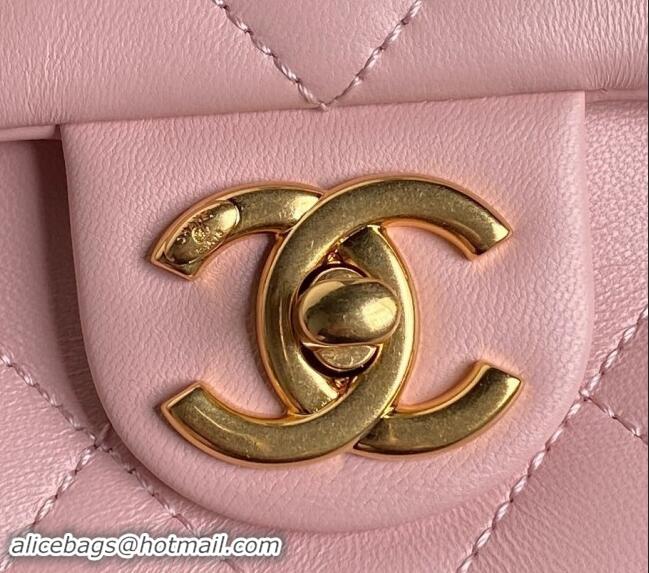 Buy Classic Chanel Lambskin Flap Bag with CC Chain AS5176 Pink 2024