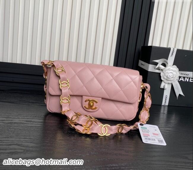 Buy Classic Chanel Lambskin Flap Bag with CC Chain AS5176 Pink 2024