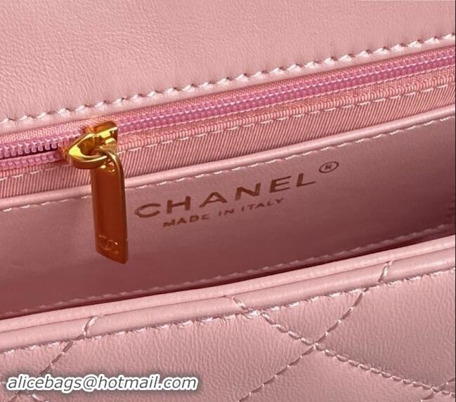 Buy Classic Chanel Lambskin Flap Bag with CC Chain AS5176 Pink 2024