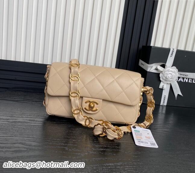 High Quality Chanel Lambskin Flap Bag with CC Chain AS5176 Beige 2024