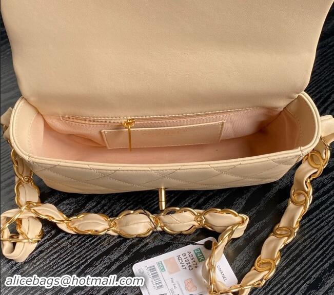 High Quality Chanel Lambskin Flap Bag with CC Chain AS5176 Beige 2024