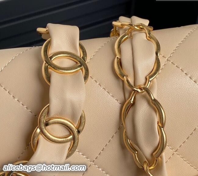 High Quality Chanel Lambskin Flap Bag with CC Chain AS5176 Beige 2024