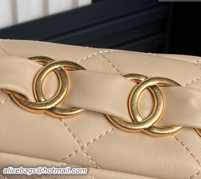 High Quality Chanel Lambskin Flap Bag with CC Chain AS5176 Beige 2024