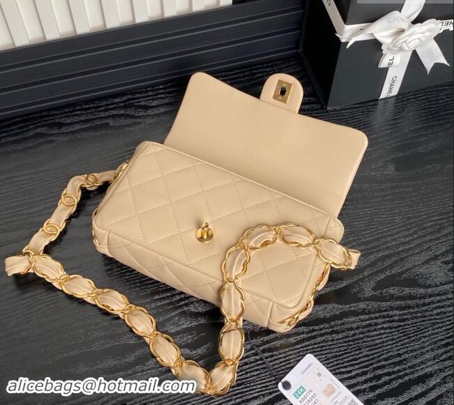 High Quality Chanel Lambskin Flap Bag with CC Chain AS5176 Beige 2024