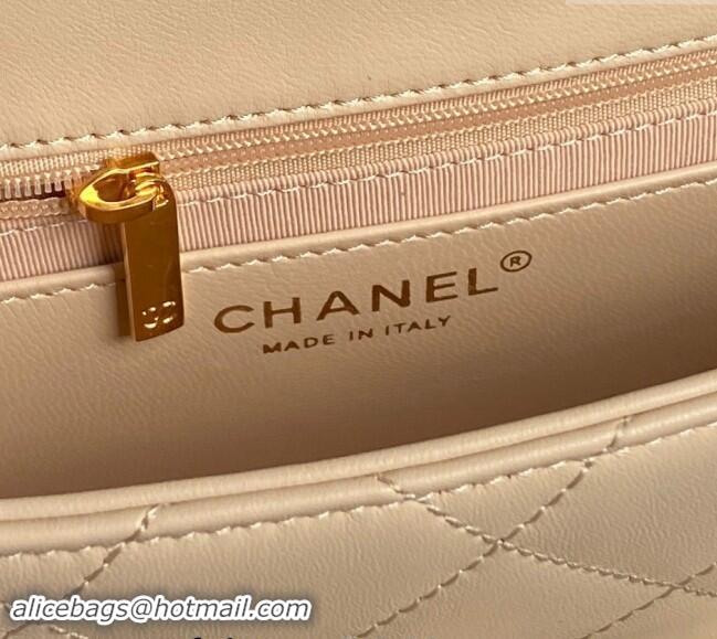 High Quality Chanel Lambskin Flap Bag with CC Chain AS5176 Beige 2024