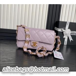 Market Sells Chanel Lambskin Flap Bag with CC Chain AS5176 Light Purple 2024