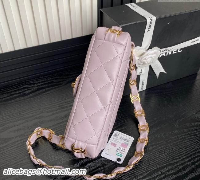 Market Sells Chanel Lambskin Flap Bag with CC Chain AS5176 Light Purple 2024