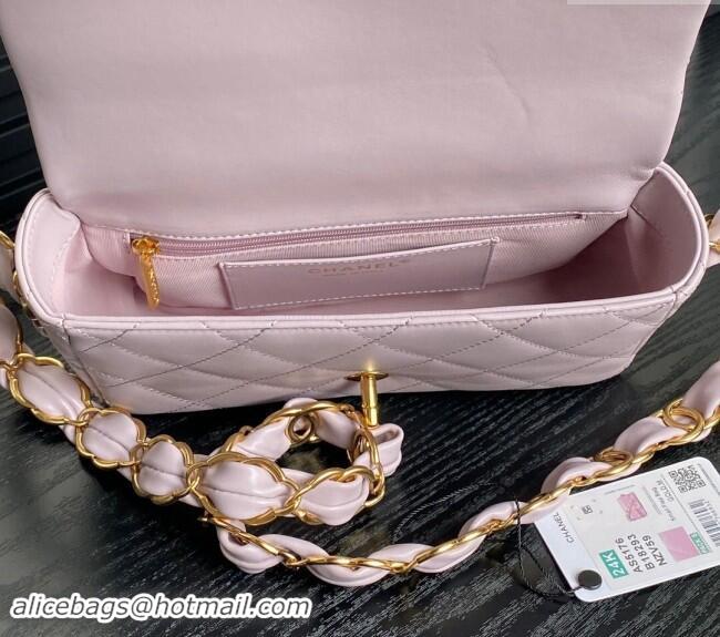 Market Sells Chanel Lambskin Flap Bag with CC Chain AS5176 Light Purple 2024