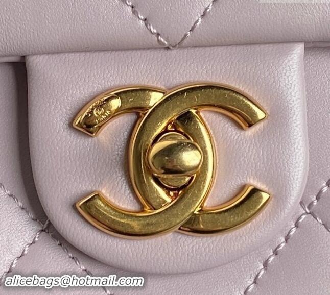 Market Sells Chanel Lambskin Flap Bag with CC Chain AS5176 Light Purple 2024