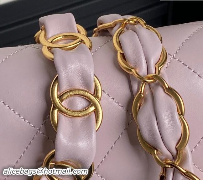 Market Sells Chanel Lambskin Flap Bag with CC Chain AS5176 Light Purple 2024