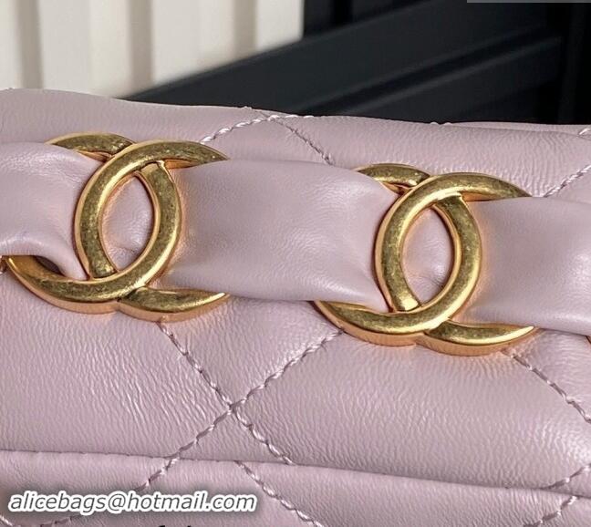 Market Sells Chanel Lambskin Flap Bag with CC Chain AS5176 Light Purple 2024