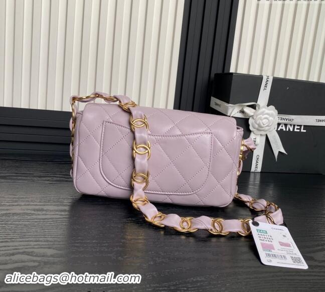 Market Sells Chanel Lambskin Flap Bag with CC Chain AS5176 Light Purple 2024