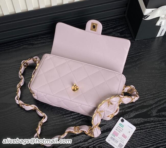 Market Sells Chanel Lambskin Flap Bag with CC Chain AS5176 Light Purple 2024