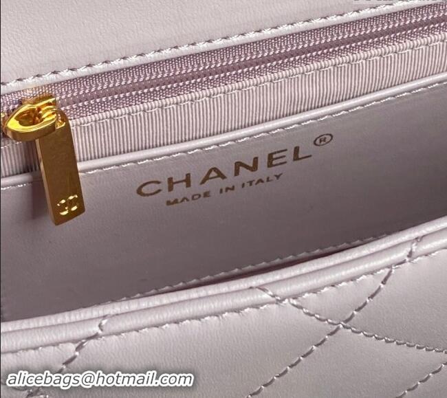 Market Sells Chanel Lambskin Flap Bag with CC Chain AS5176 Light Purple 2024