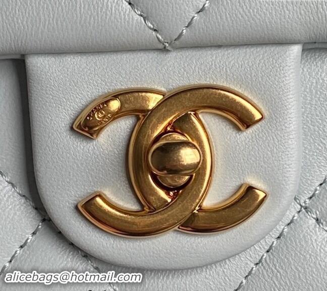 Low Price Chanel Lambskin Flap Bag with CC Chain AS5176 Light Blue 2024