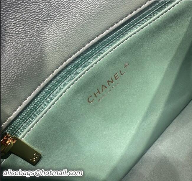 New Design Chanel Lambskin Medium Flap bag with Top Handle AS5043 Light Green