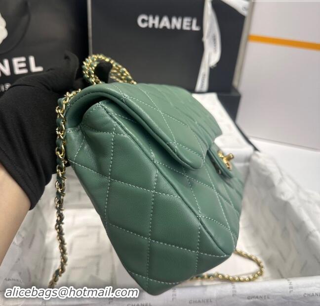 New Design Chanel Lambskin Medium Flap bag with Top Handle AS5043 Light Green