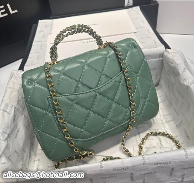 New Design Chanel Lambskin Medium Flap bag with Top Handle AS5043 Light Green