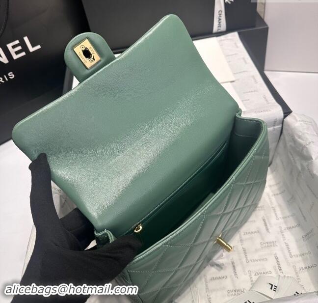 New Design Chanel Lambskin Medium Flap bag with Top Handle AS5043 Light Green