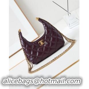 New Stylish Chanel Lambskin Hobo Bag with Chain AS4966 Burgundy 2024