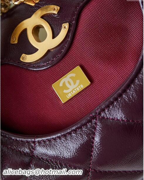 New Stylish Chanel Lambskin Hobo Bag with Chain AS4966 Burgundy 2024