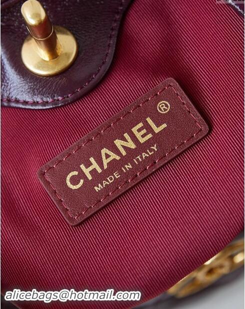 New Stylish Chanel Lambskin Hobo Bag with Chain AS4966 Burgundy 2024