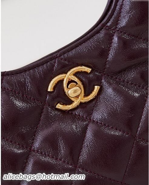 New Stylish Chanel Lambskin Hobo Bag with Chain AS4966 Burgundy 2024